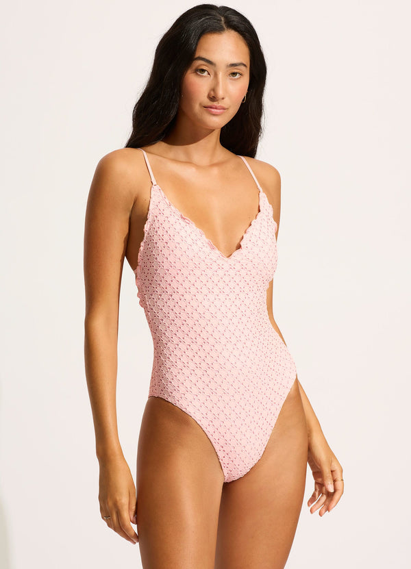 Collective Swimwear - Daydreamer V Neck One Piece - Dusty Pink third image