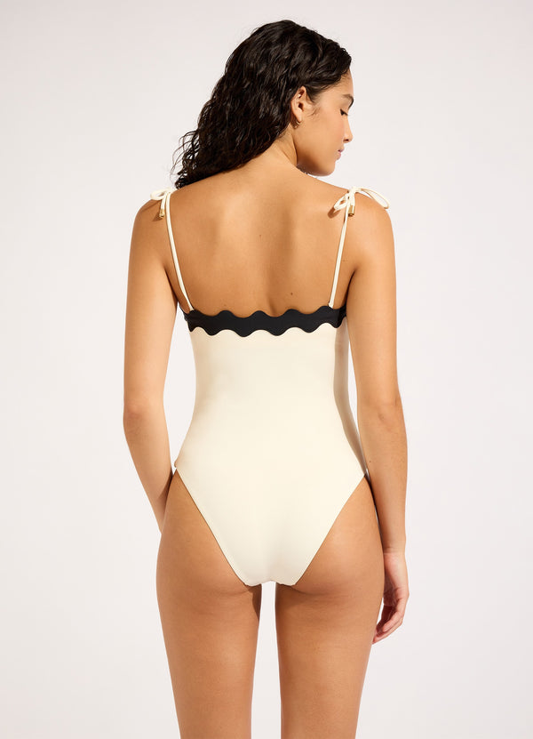 Collective Swimwear - Gia Ric Rac One Piece - Ecru fourth image