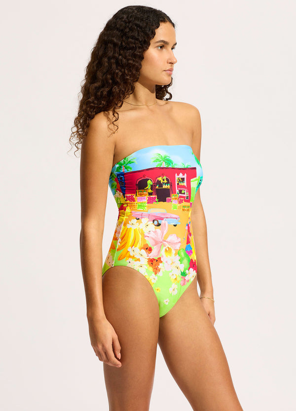 Collective Swimwear - Cuba Bandeau One Piece - Turquoise third image