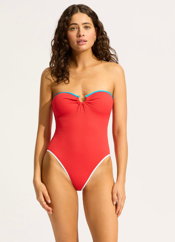 Collective Swimwear - Beach Bound Ring Front Bandeau One Piece - Flame featured image