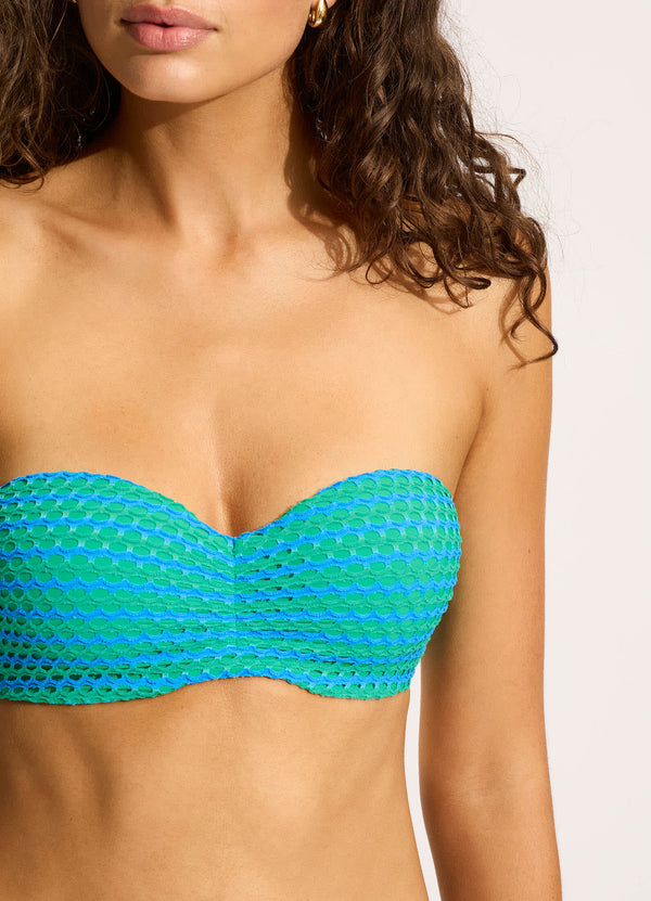 Collective Swimwear - Mesh Effect Bustier Bandeau Bikini Top - Jade fifth image