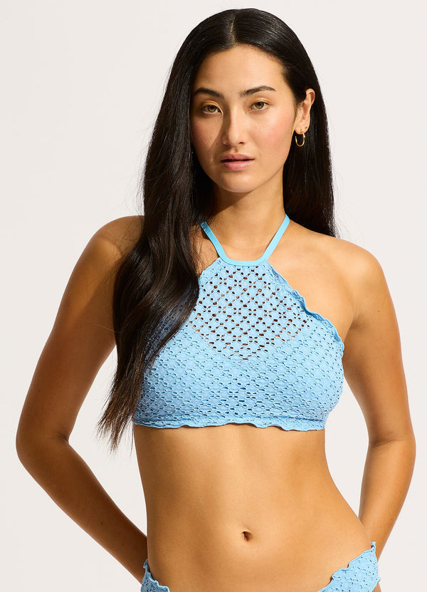 Daydreamer High Neck Tank Bikini Top - Powder Blue