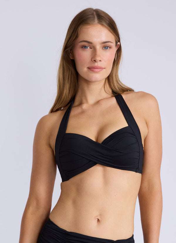 Seafolly Collective Twist Halter Bikini Top - Black
