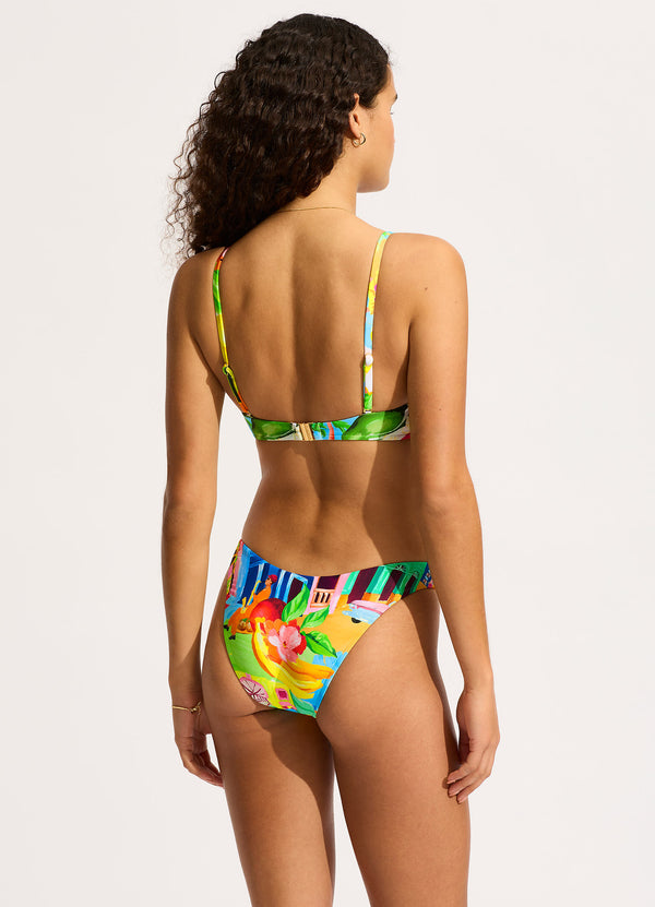 Collective Swimwear - Cuba Ring Front Triangle Bikini Top - Turquoise fifth image