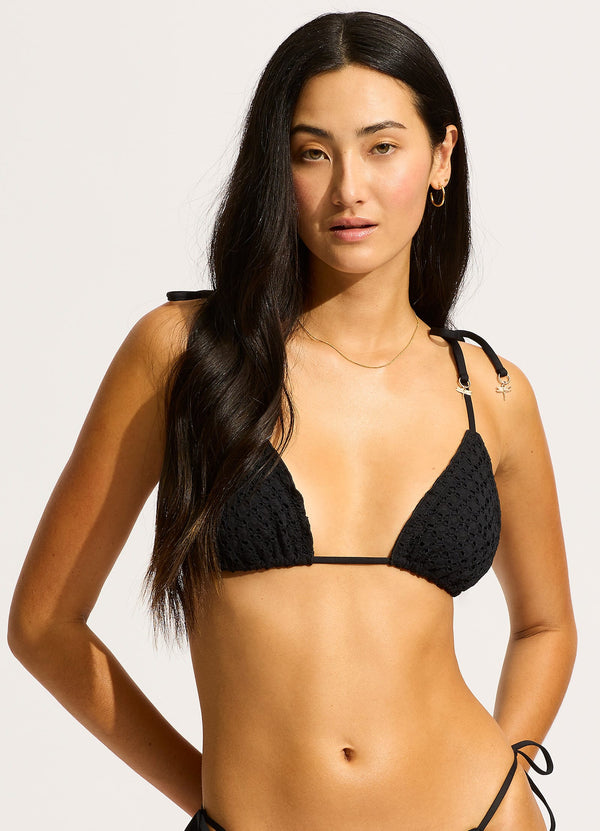 Daydreamer Slide Triangle Bikini Top - Black