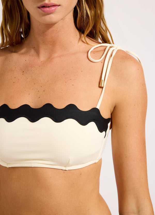 Gia Ric Rac Bustier Bandeau Bikini Top - Ecru