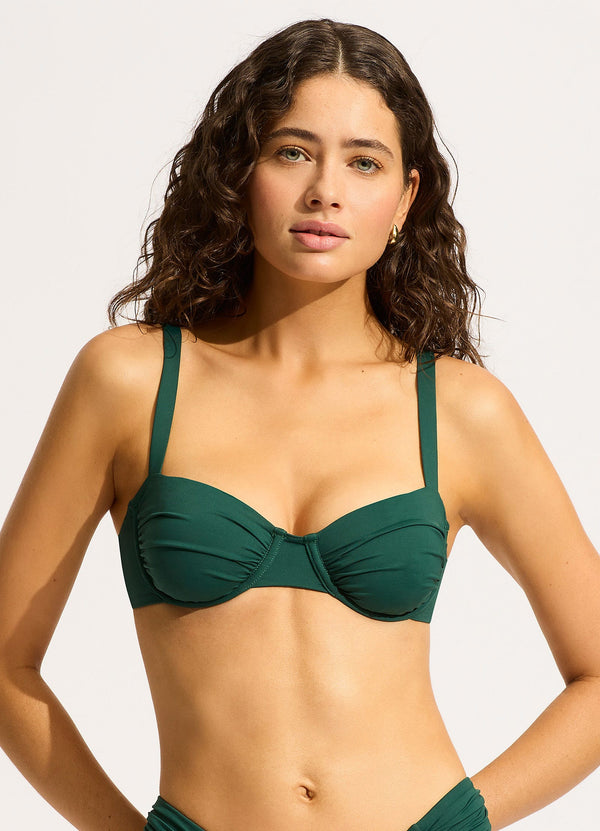Collective Swimwear - Seafolly Collective Ruched Underwire Bikini Top - Evergreen third image