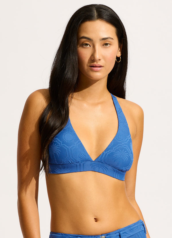 Collective Swimwear - Oasis Multi Fit Longline Triangle Bikini Top - Ultramarine third image
