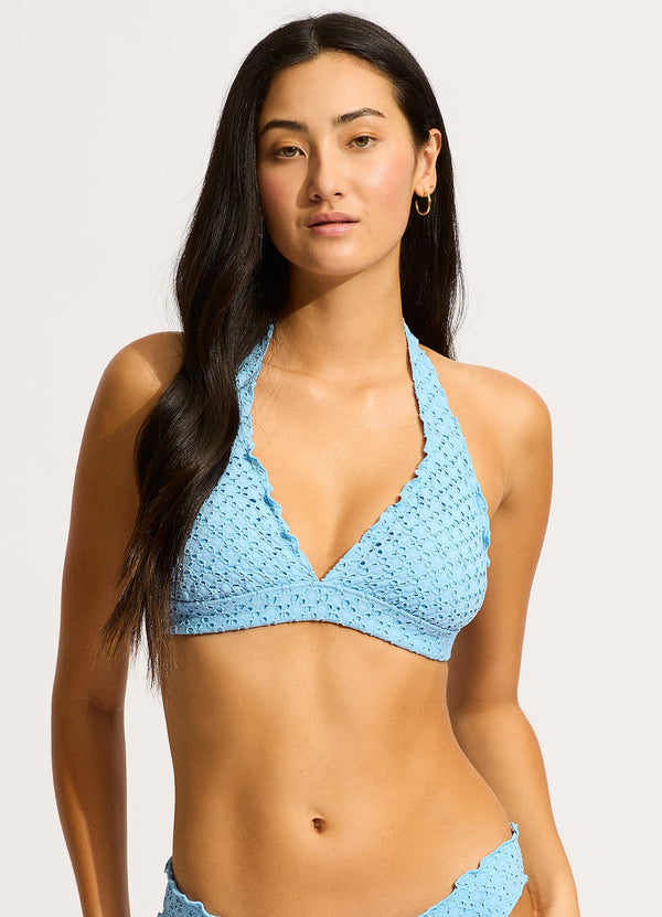 Collective Swimwear - Daydreamer Multi Fit Longline Triangle Bikini Top - Powder Blue third image