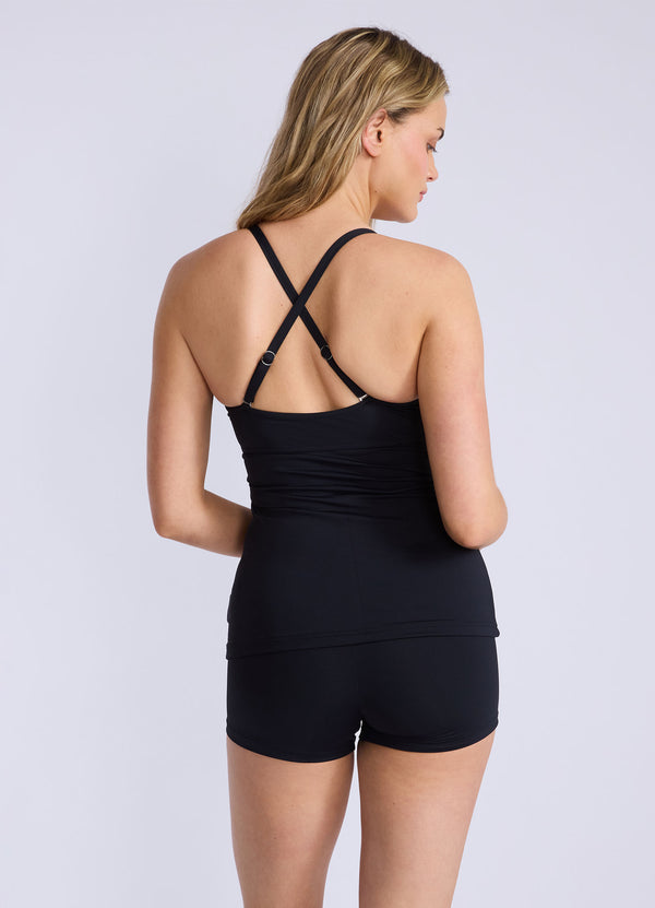 Seafolly Collective MultiFit Wrap Front Tankini Bikini Top - Black