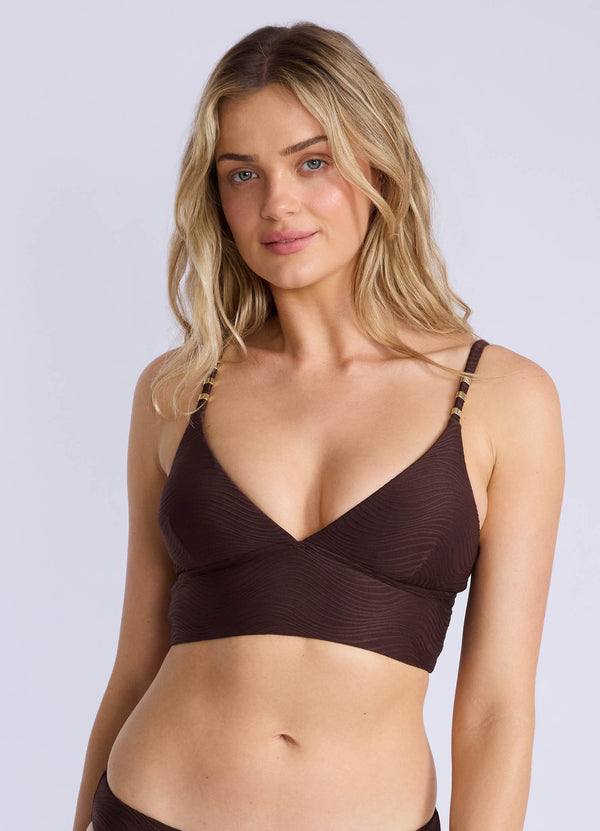 Sea Swirl Longline Banded Bralette Bikini Top