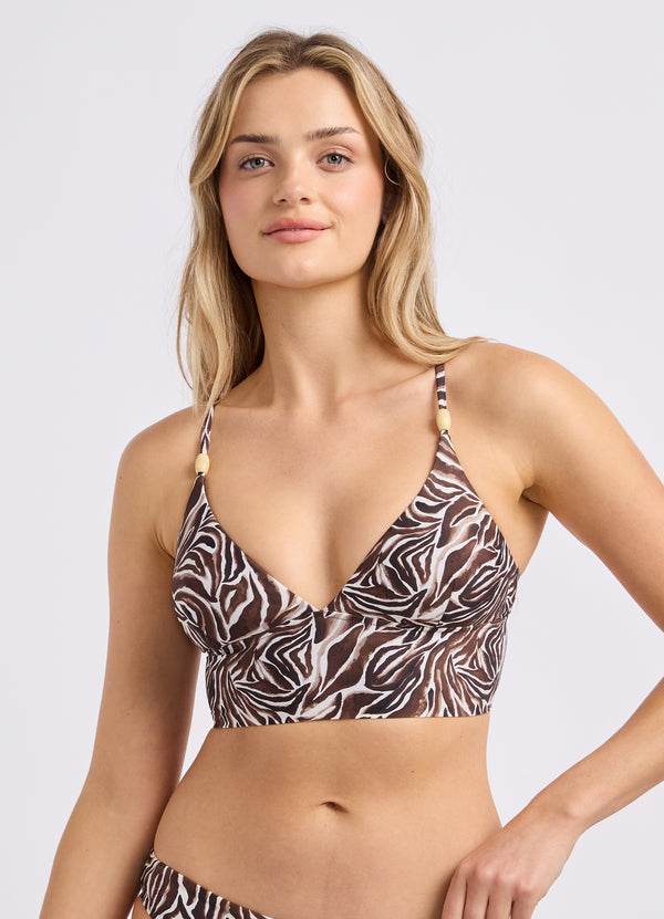 Saltwater Mirage Longline Banded Bralette Bikini Top