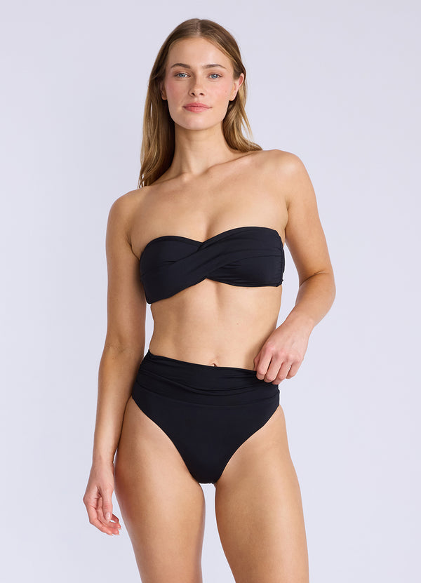 Seafolly Collective Twist Bandeau Bikini Top - Black
