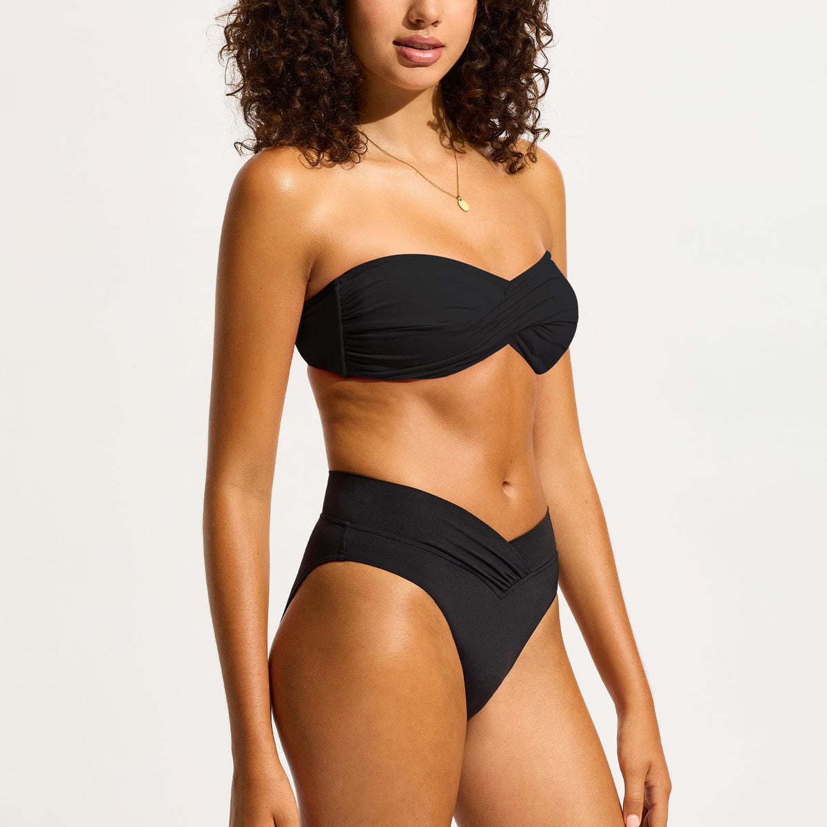 Seafolly Collective V Front High Cut Bikini Bottom Black – Seafolly