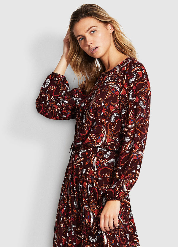 El Dorado Chloe Paisley Top - Maroon
