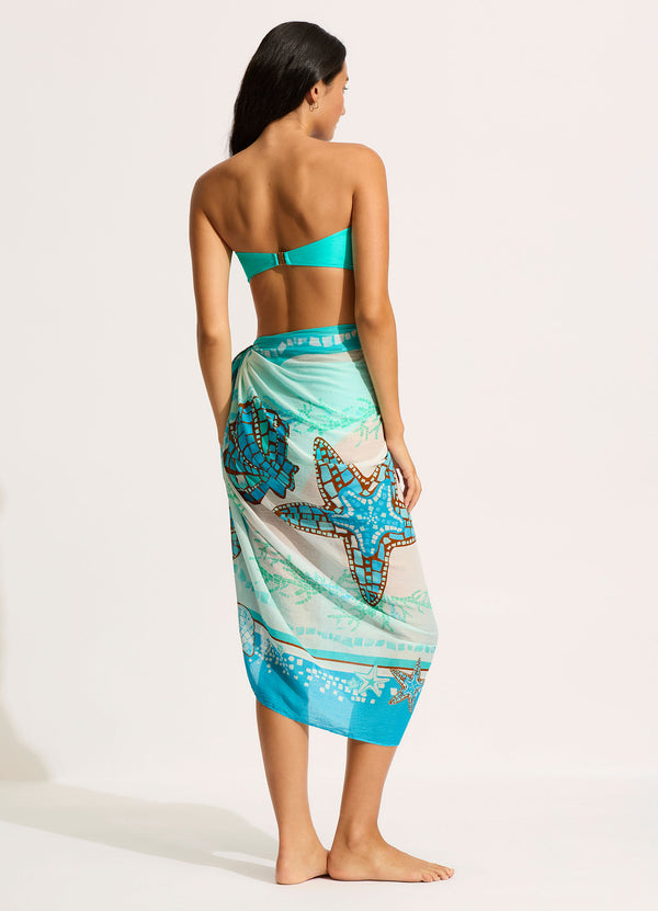 Collective Swimwear - La Mer Sarong - Aquatic Blue fourth image