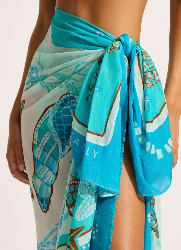 Collective Swimwear - La Mer Sarong - Aquatic Blue fifth image