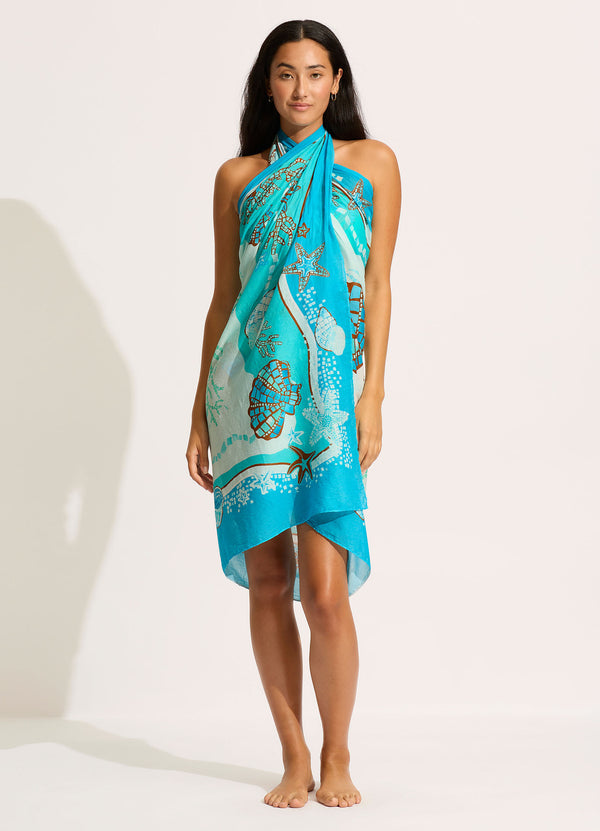 Collective Swimwear - La Mer Sarong - Aquatic Blue sixth image