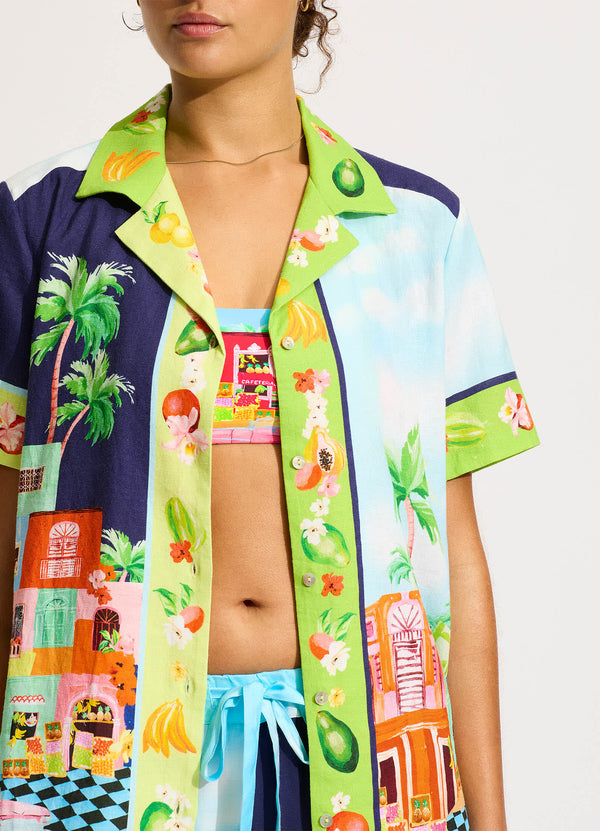 Collective Swimwear - Cuba Shirt - Turquoise sixth image