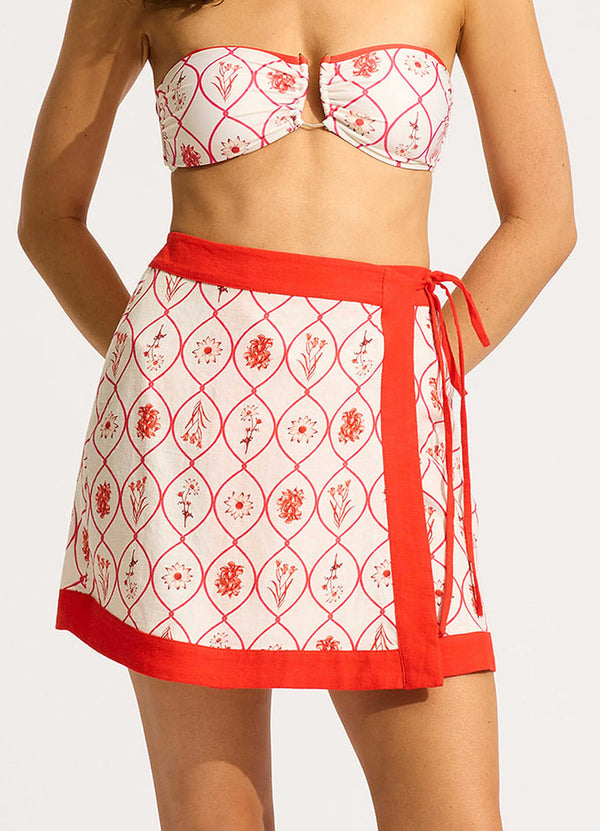 Collective Swimwear - Marbella Mini Wrap Skirt - Flame third image