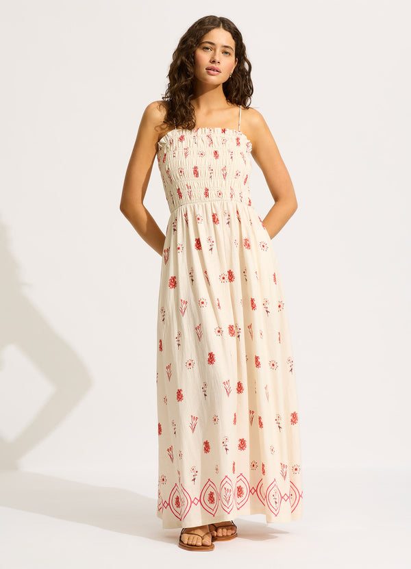 Collective Swimwear - Marbella Shirred Maxi Dress - Flame featured image