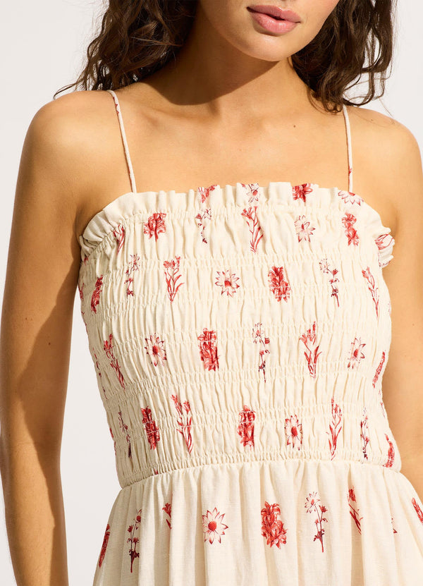 Collective Swimwear - Marbella Shirred Maxi Dress - Flame fifth image