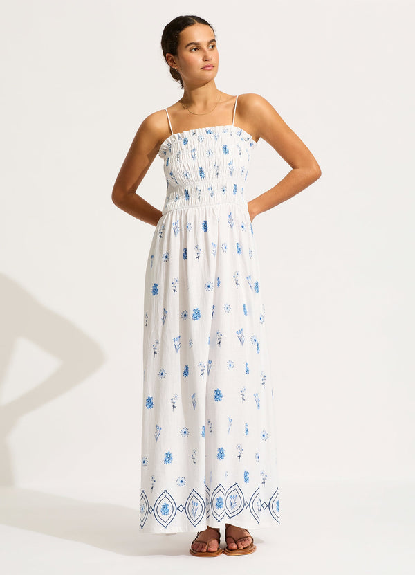 Collective Swimwear - Marbella Shirred Maxi Dress - White featured image