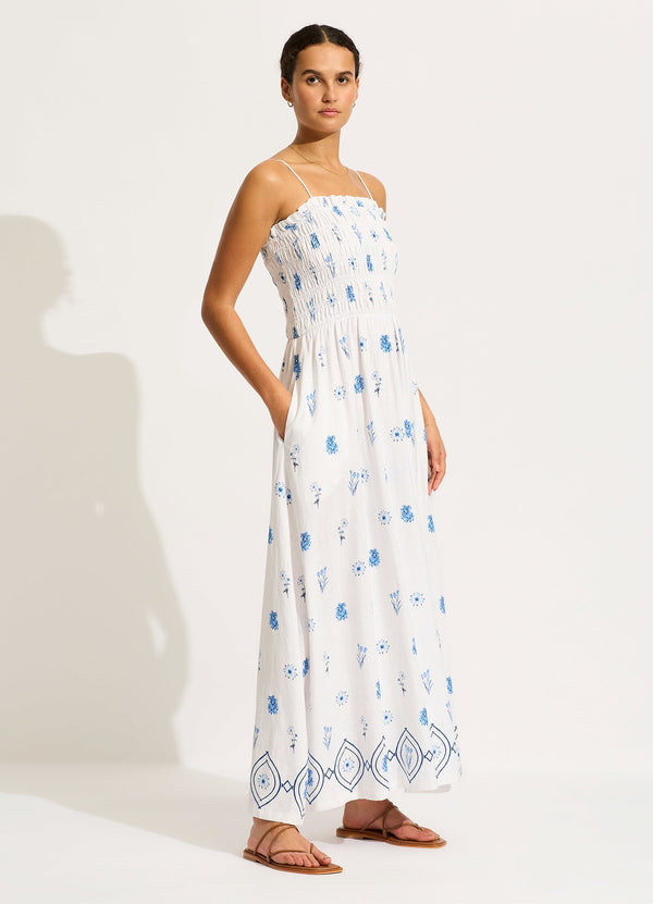Collective Swimwear - Marbella Shirred Maxi Dress - White third image