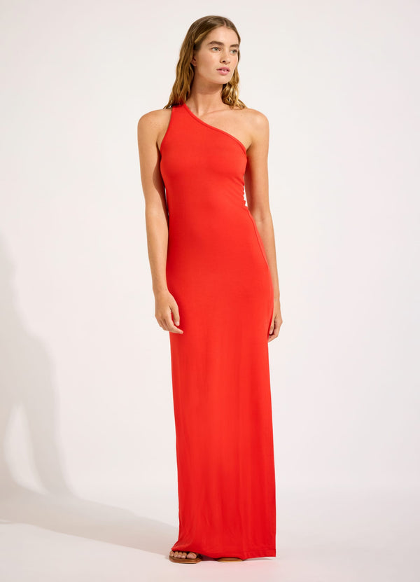 Jersey One Shoulder Dress - Flame