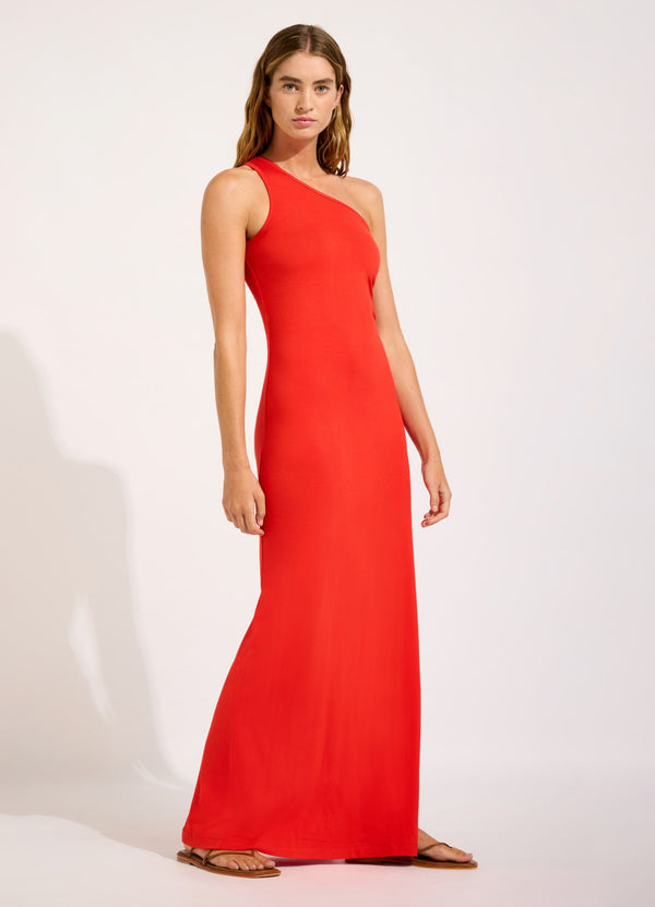 Jersey One Shoulder Dress - Flame