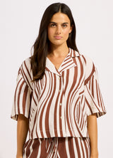 Coastline Stripe Oversized Crop Shirt