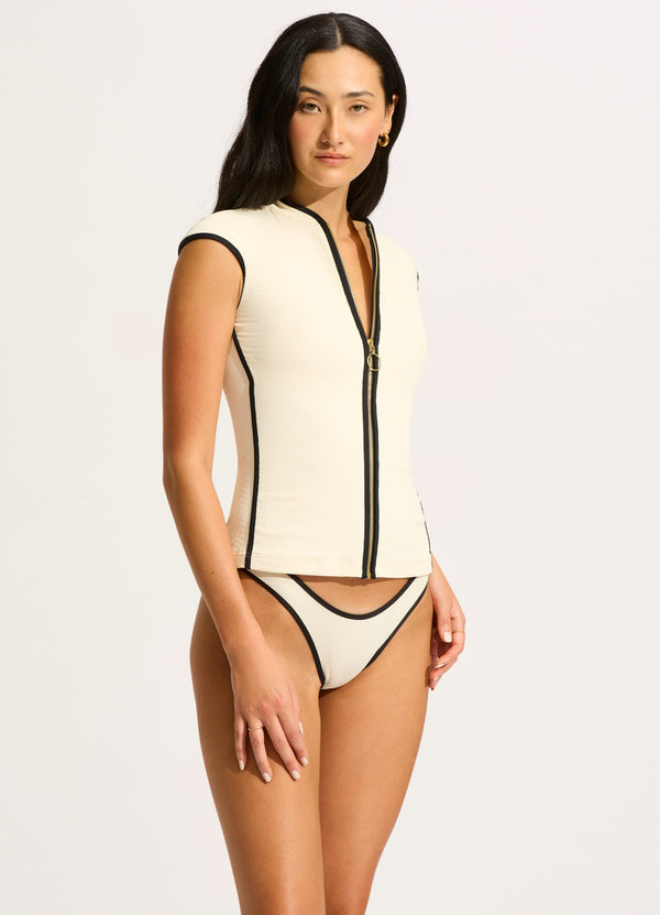 Collective Swimwear - Beach Bound Cap Sleeve Sunvest - Ecru third image