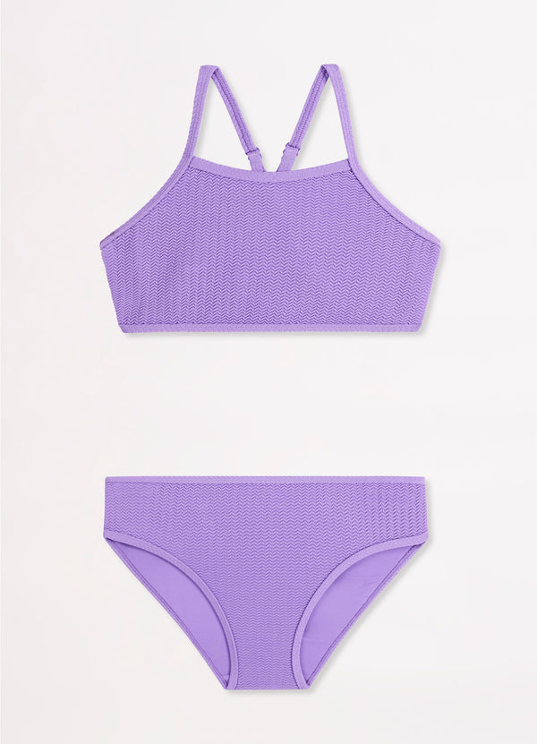 Girls Crossover Back Bikini Set - Lilac