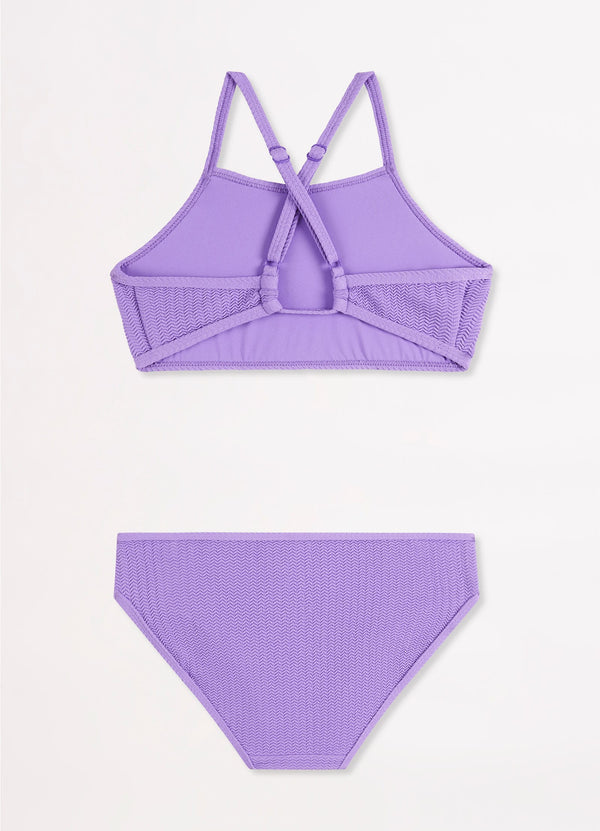Girls Crossover Back Bikini Set - Lilac