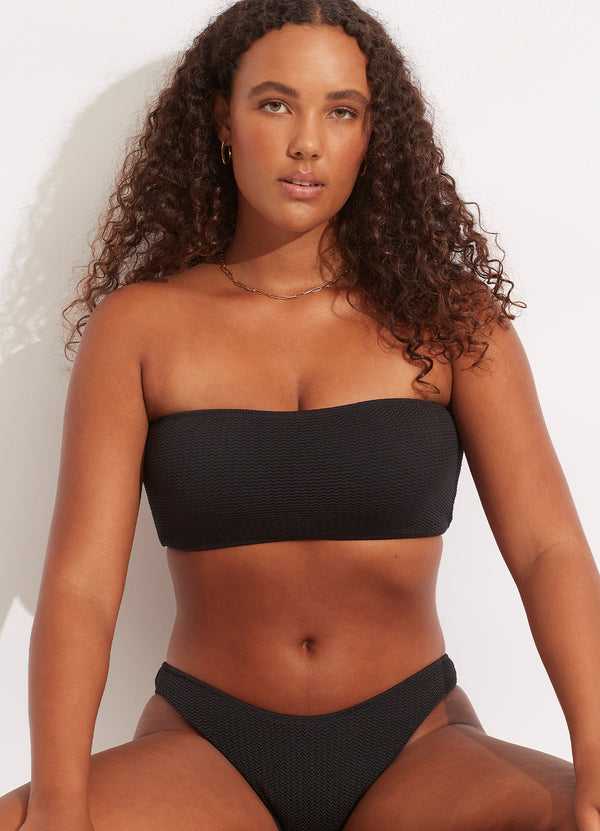 Sea Dive Bandeau Bikini Top - Black