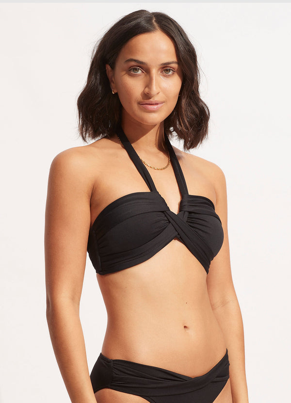 Seafolly Collective Halter Bandeau Bikini Top - Black