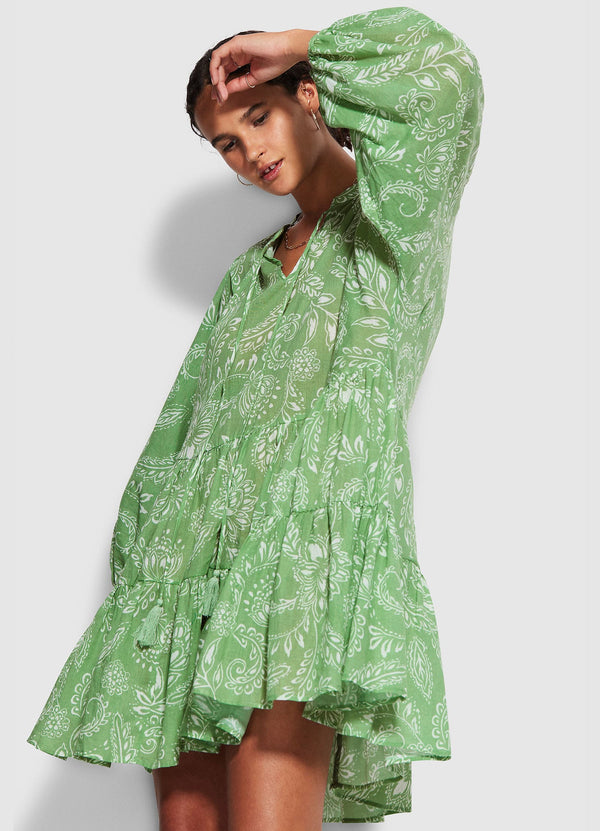 Folklore Tier Dress - Green Tea