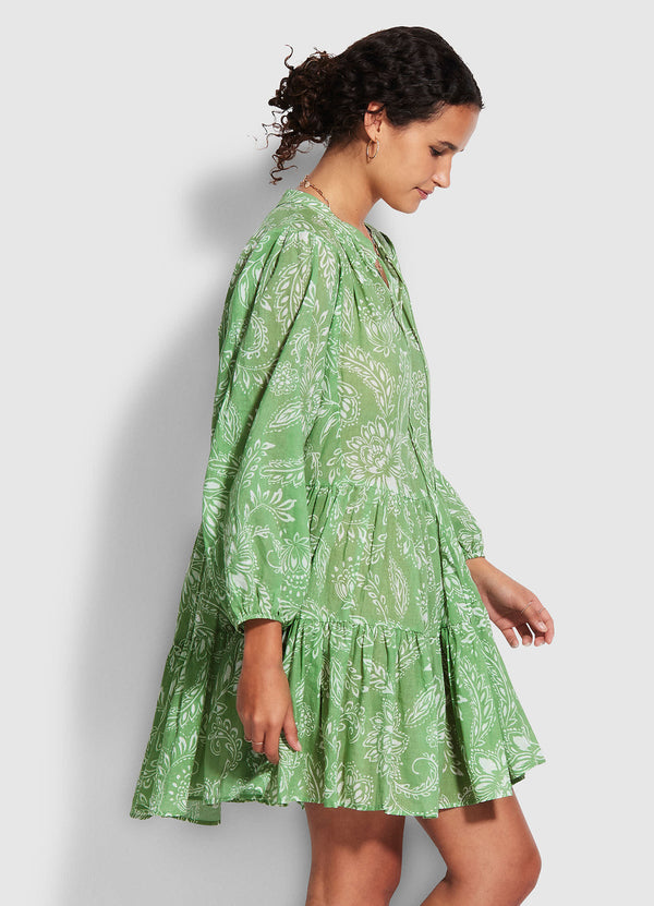 Folklore Tier Dress - Green Tea