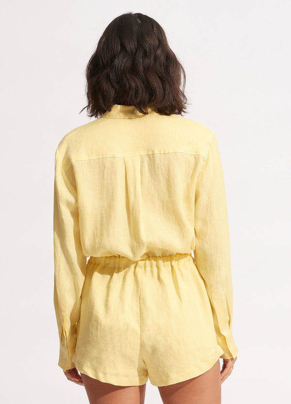 Linen Playsuit - Lemon