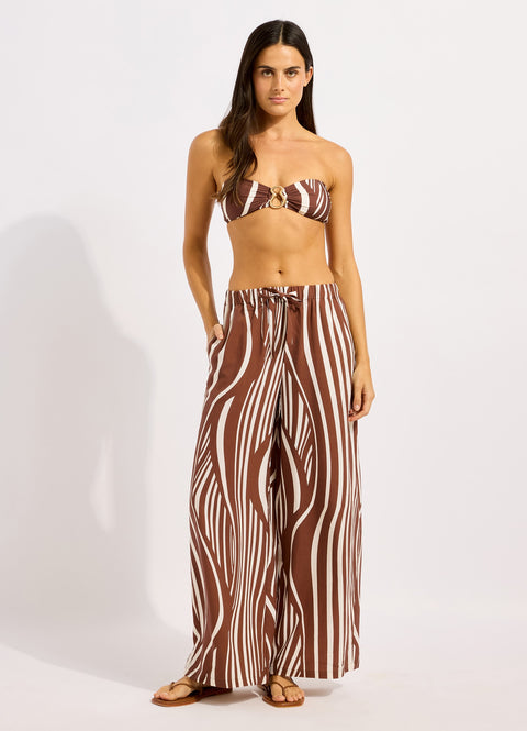 Black Coastline Drawcord Wide Leg Pant
