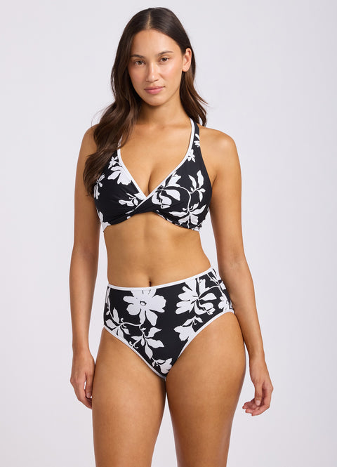Black Mayflower Wrap Front F Cup Bikini Top