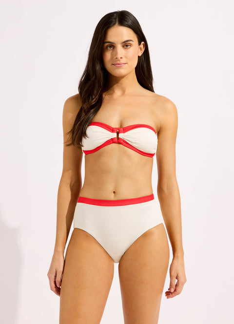 Black Bandwave High Waisted Bikini Bottom