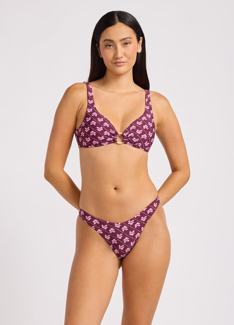 Black Batik Bloom High Cut Bikini Bottom
