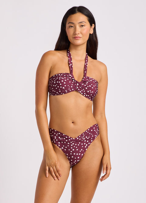 Black Dolce Dot Twist Band Mini Hipster Bikini Bottom