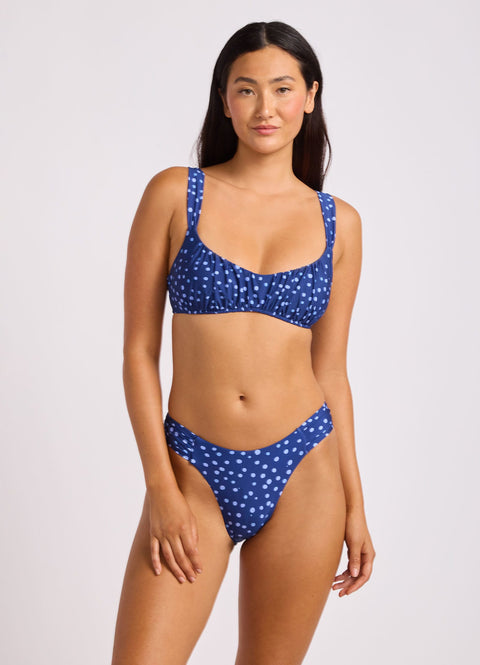 Black Dolce Dot Ruched Bralette Bikini Top