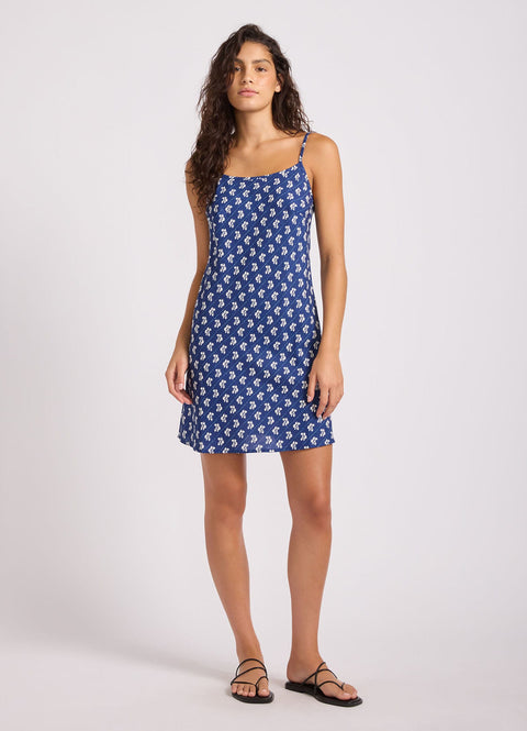 Black Batik Bloom Bias Mini Dress