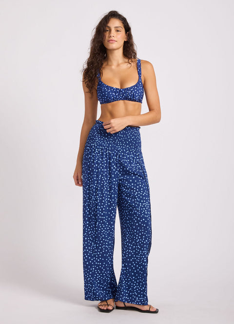 Black Dolce Dot Shirred Waist Pant