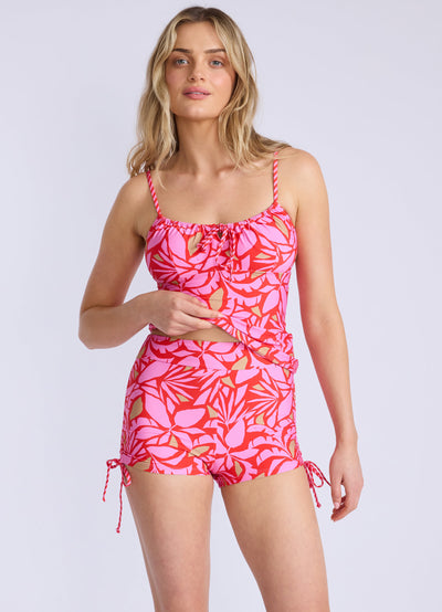 Retro Reef Drawstring Boyleg Bikini Bottom