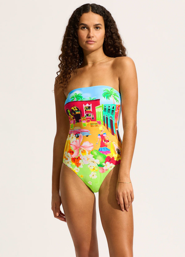 Cuba Bandeau One Piece - Turquoise