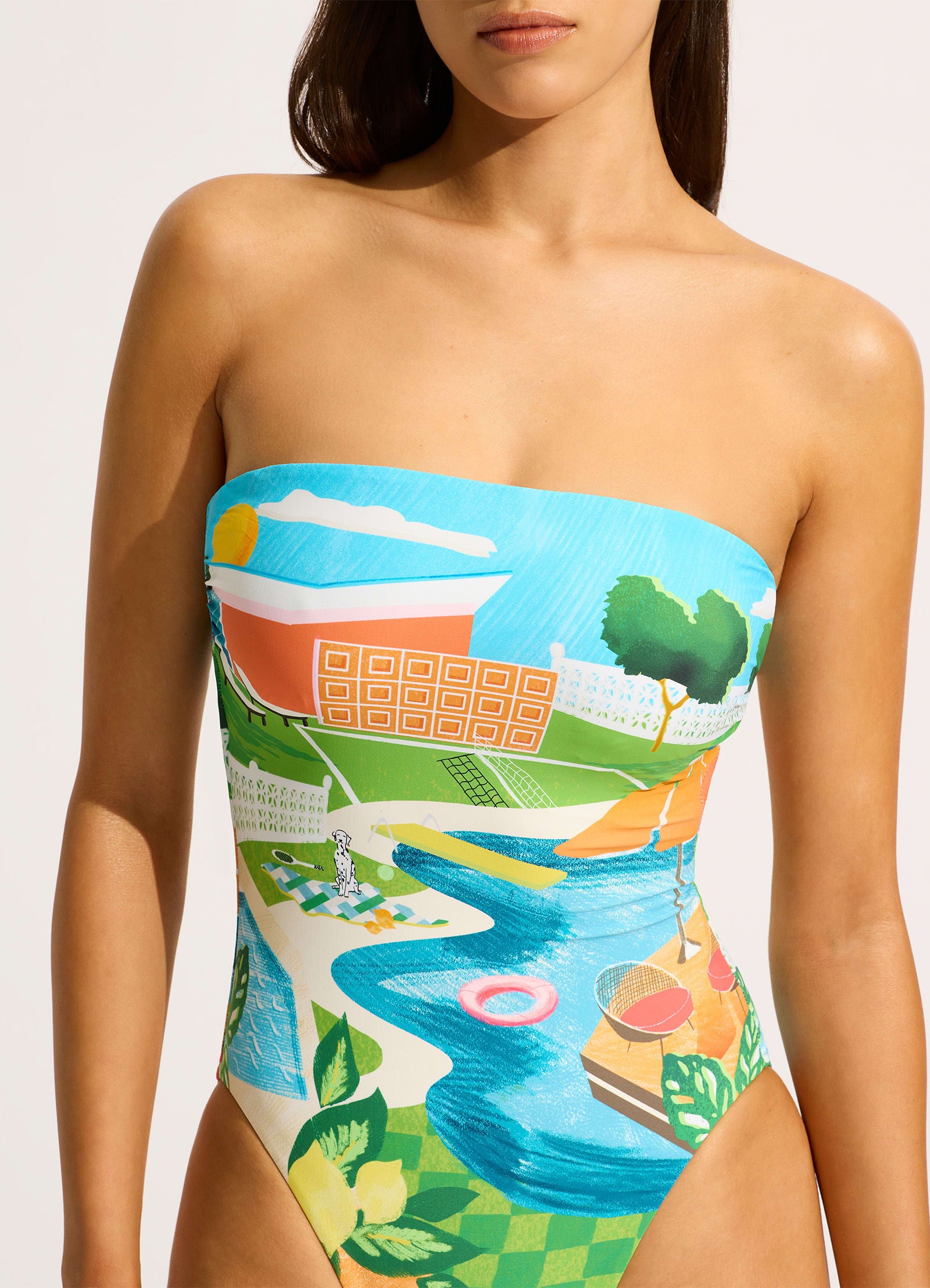 Sunset DD Bandeau One Piece Swimsuit - Turquoise – Seafolly Australia